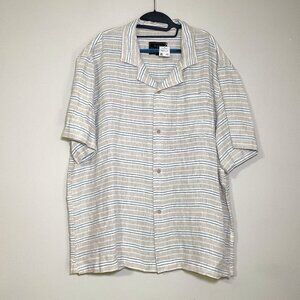 NWT Men's XXL Jos. A. Bank Striped Linen Button Down Short Sleeve Shirt